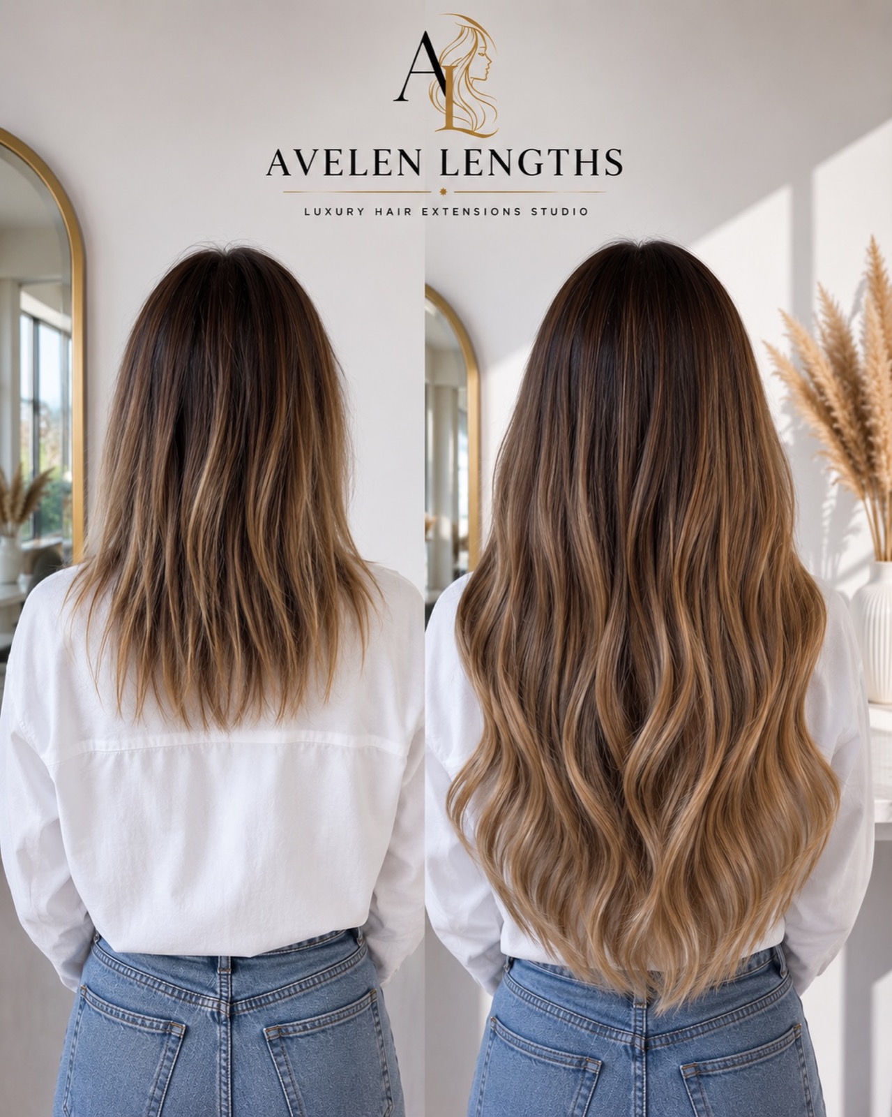 Hair extension length and finish used as a planning reference — not labeled as a bridal case